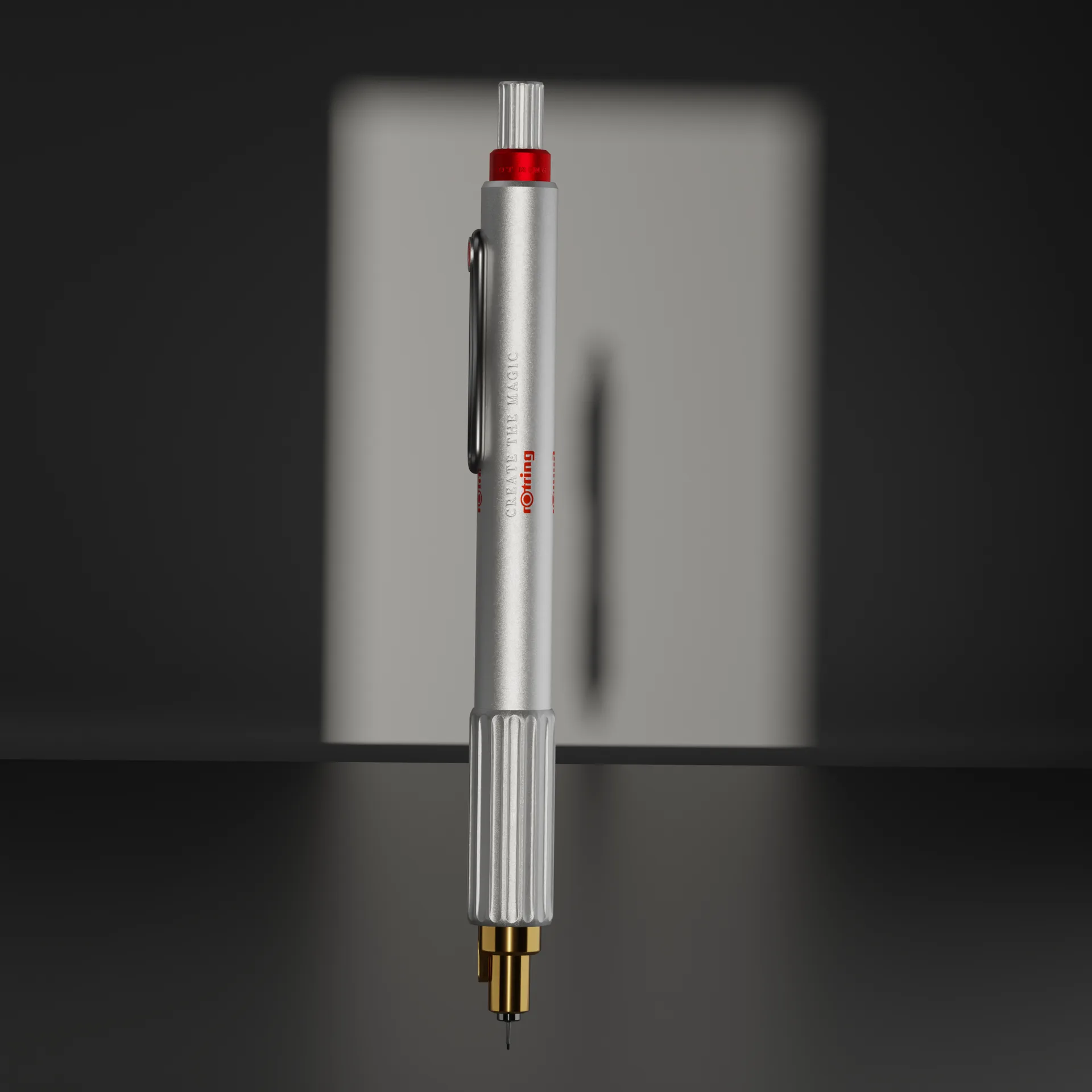 Detalle de materiales metálicos del rapidógrafo Rotring